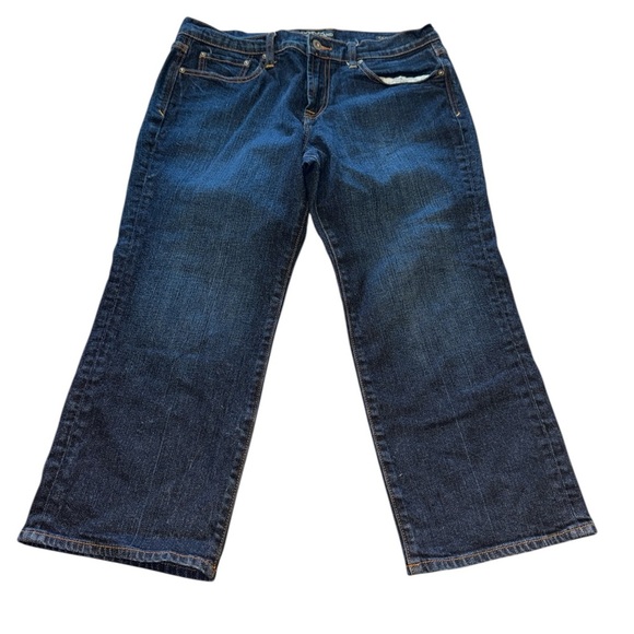 Lucky Brand Classic Rider - Blue Flare Wide Leg Capri Jeans - Picture 2 of 5